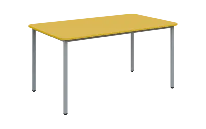 JSBR 150N Jídelní stůl 1500 x 900 mm, deska žlutá odio / podnož stříbrná